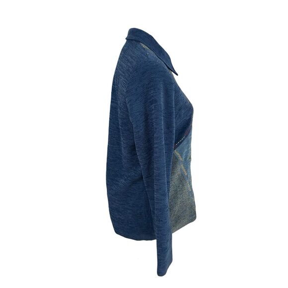 Alfred Dunner Blazer Womens Sz 8 Cottagecore Granny Patchwork Blue Jacket Art - Picture 9 of 14